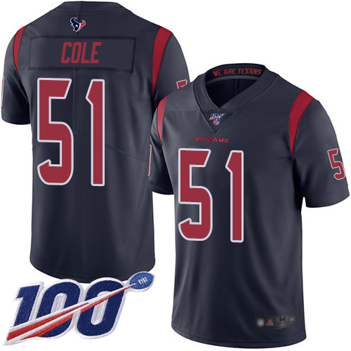 Houston Texans Limited Navy Blue Men Dylan Cole Jersey NFL Football #51 100th Season Rush Vapor Untouchable